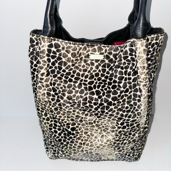 Hammitt Oliver Calf Hair Tote Medium Dapple Black Leather Handbag MobWife - Picture 6 of 16